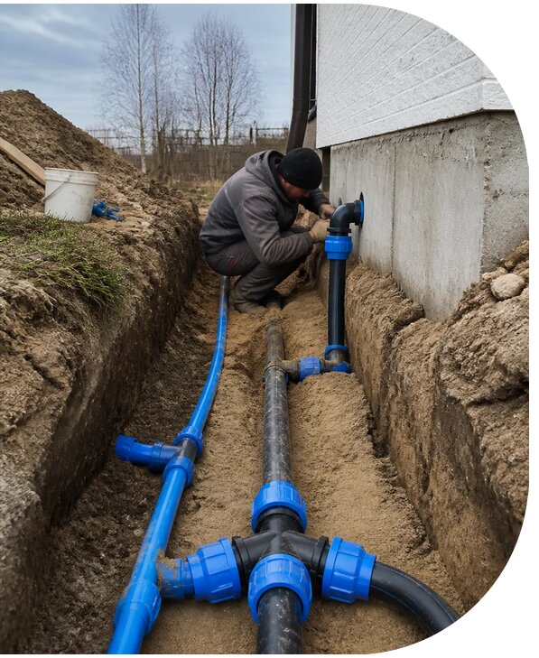 Монтаж наружного водопровода на участке под ключ в Шебекине